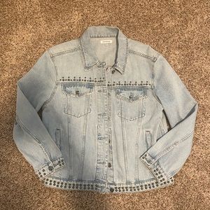 Good American Studded Boyfriend Denim Jacket